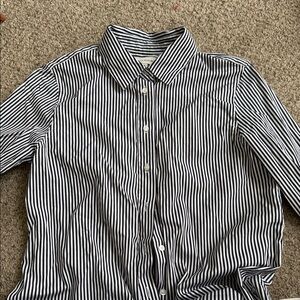 Banana Republic Navy and White Striped Button Down Shirt
